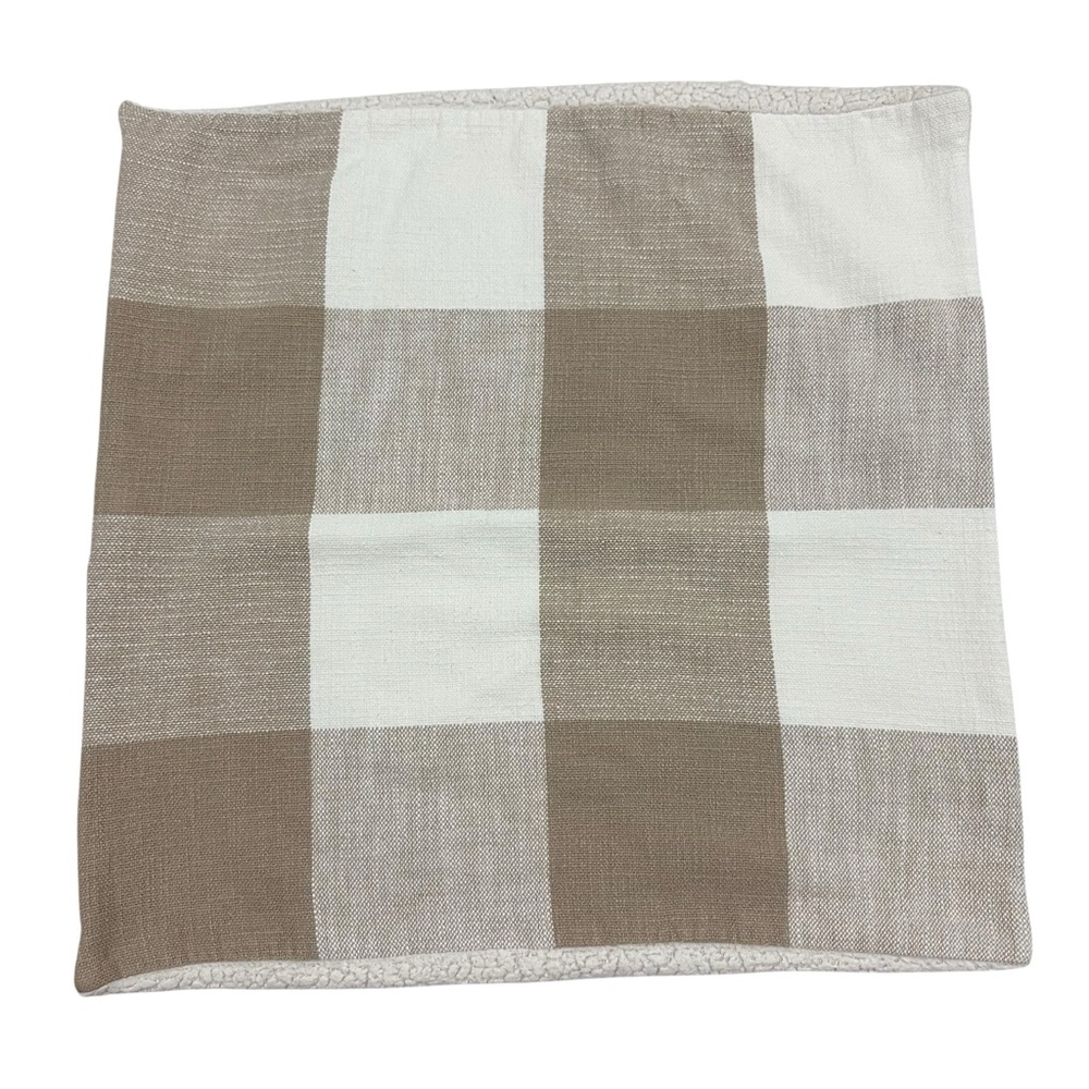 Pottery Barn Taupe and White Check Pillow Cover